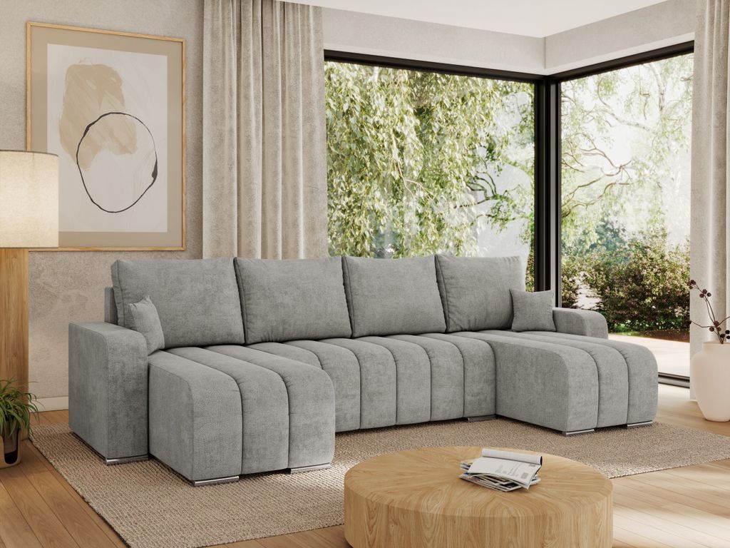 MKS MEBLE Sofa mit Schlaffunktion - Ecksofa mit Schlaffunktion und Bettkasten - Sofa 5 Sitzer - Schlafsofa - Couch - Schlafsofa mit Bettkasten - Ki...