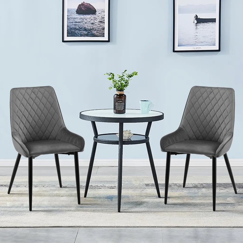 CLIPOP Lot de 2 Chaises de Salle à Manger en Velours Gris avec Accoudoirs
