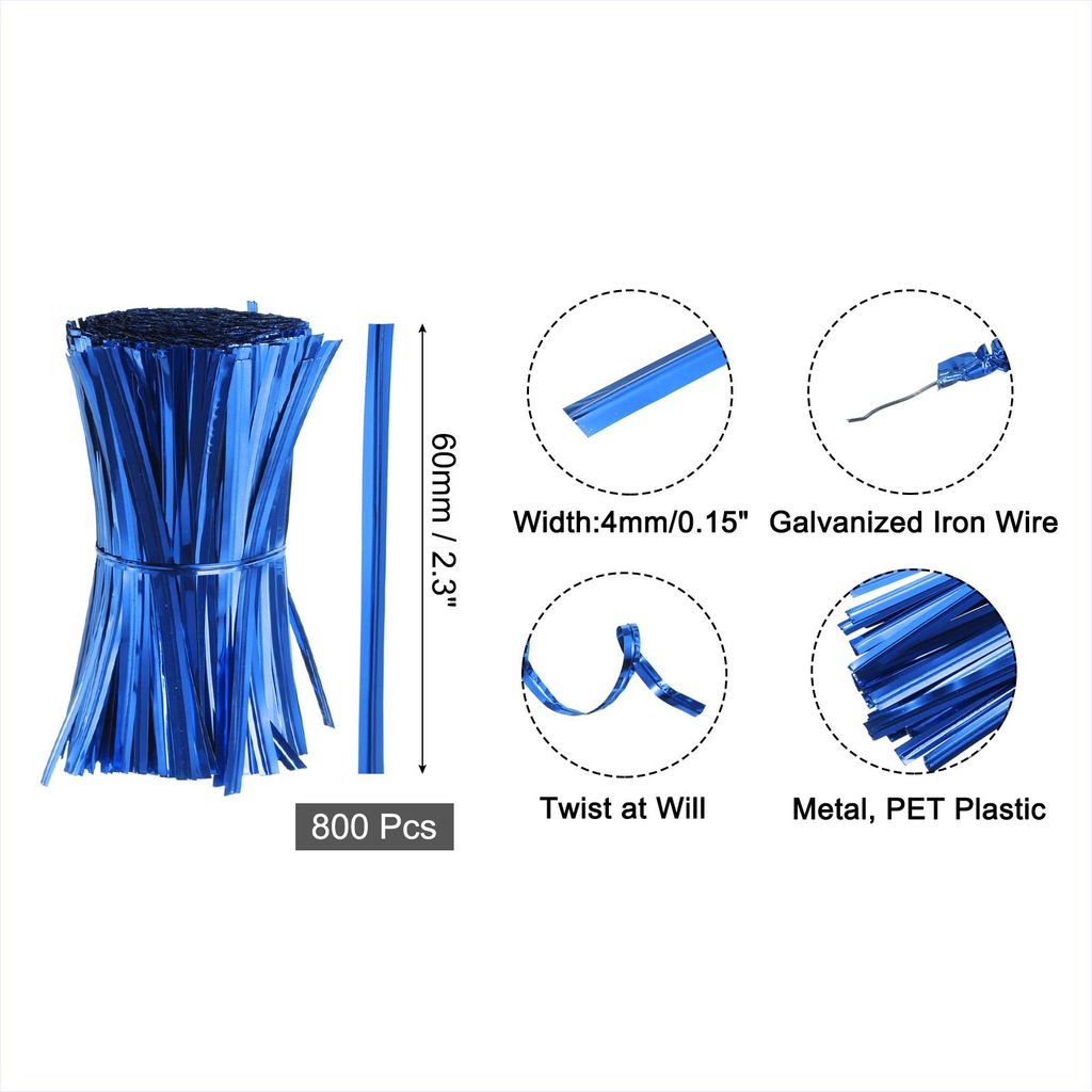 800 Stš¹ck 2,3" Twistbinder, Metallische Twist Ties, Wiederverwendbare Kunststoffbeschichtete Twist Ties fš¹r B?ckerei, Sš¹?igkeitenbeutel, K...