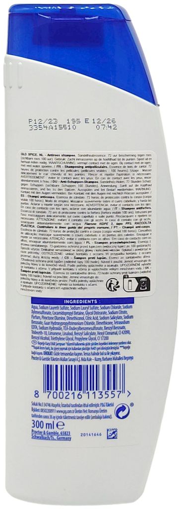 Head & Shoulders Anti-Schuppen Shampoo OLD SPICE 300ml mit Produktbild 2