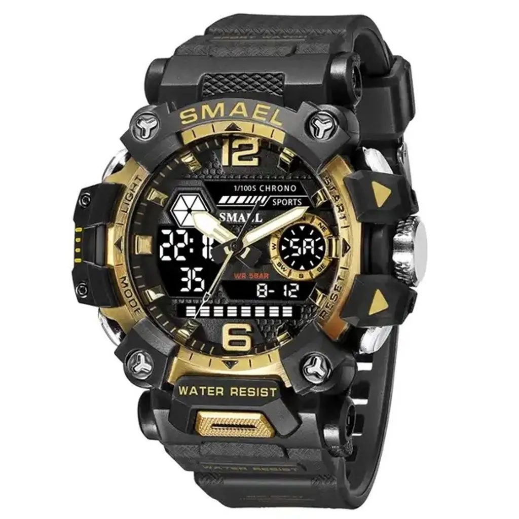 Montre Digitale de Sport SMAEL GR-29427 - Chronographe Militaire Noir