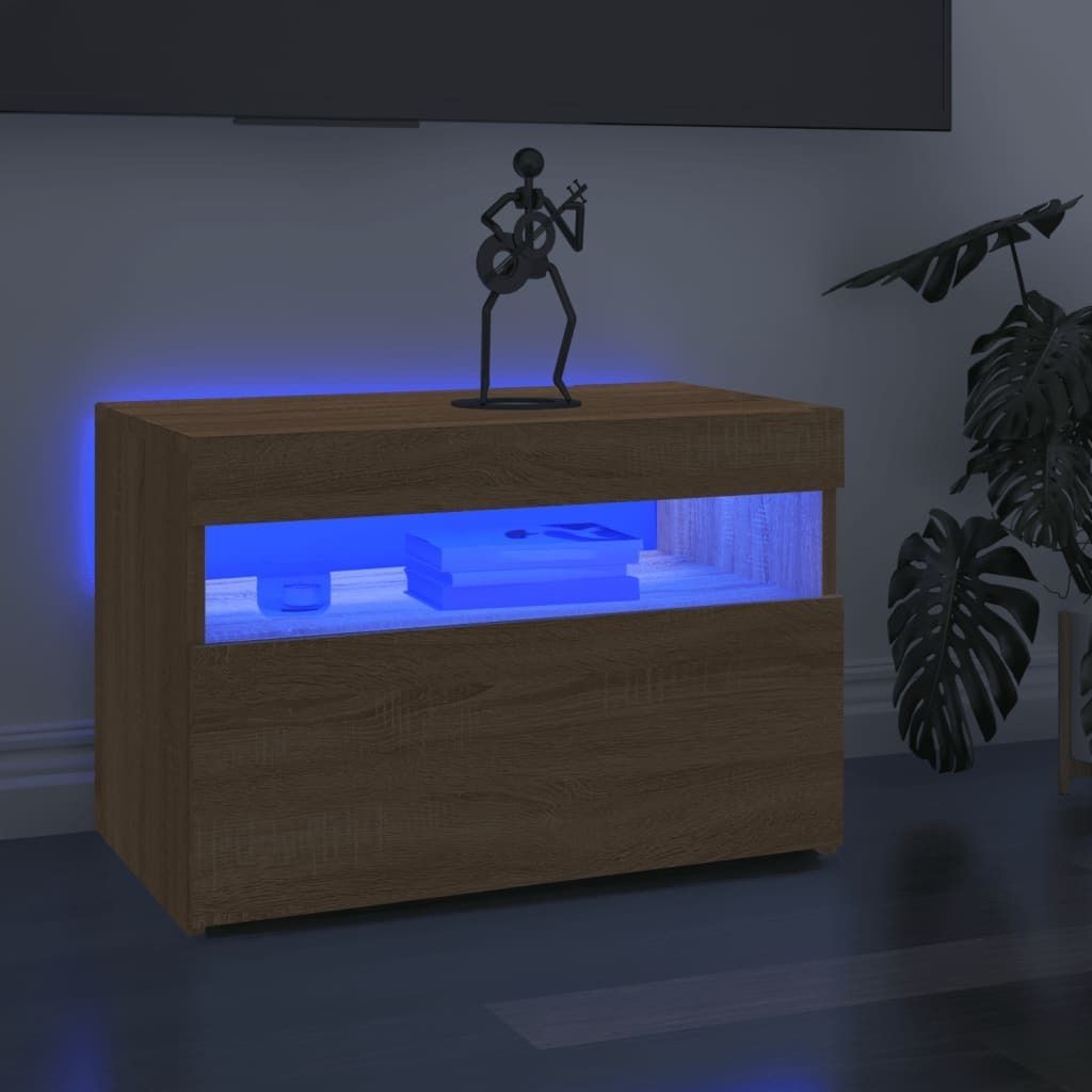 The Living Store TV-Schrank mit LED-Leuchten Sonoma-Eiche 60x35x40 cm