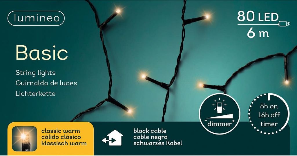 Lumineo LED Lichterkette Basic 600 cm 80 Lichter klassisch Produktbild 