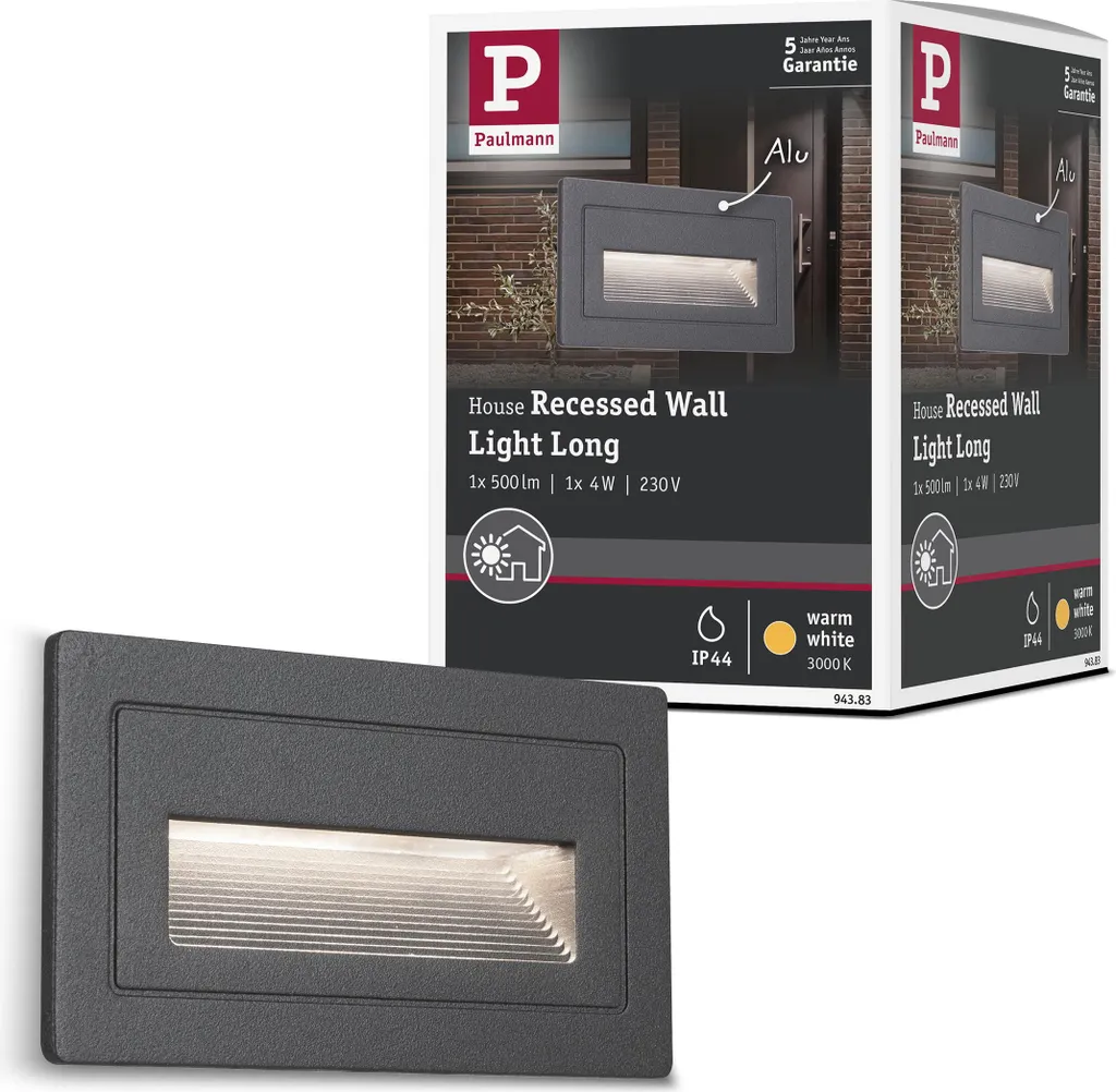 Segnapasso LED Paulmann Long 230V | 500lm Outdoor Wall Light Black