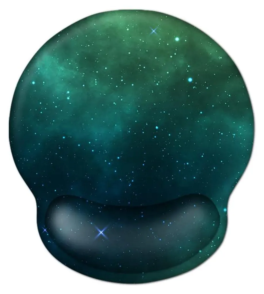 Tapis de Souris Ergonomique avec Coussin en Gel et Motif Galaxie Vert