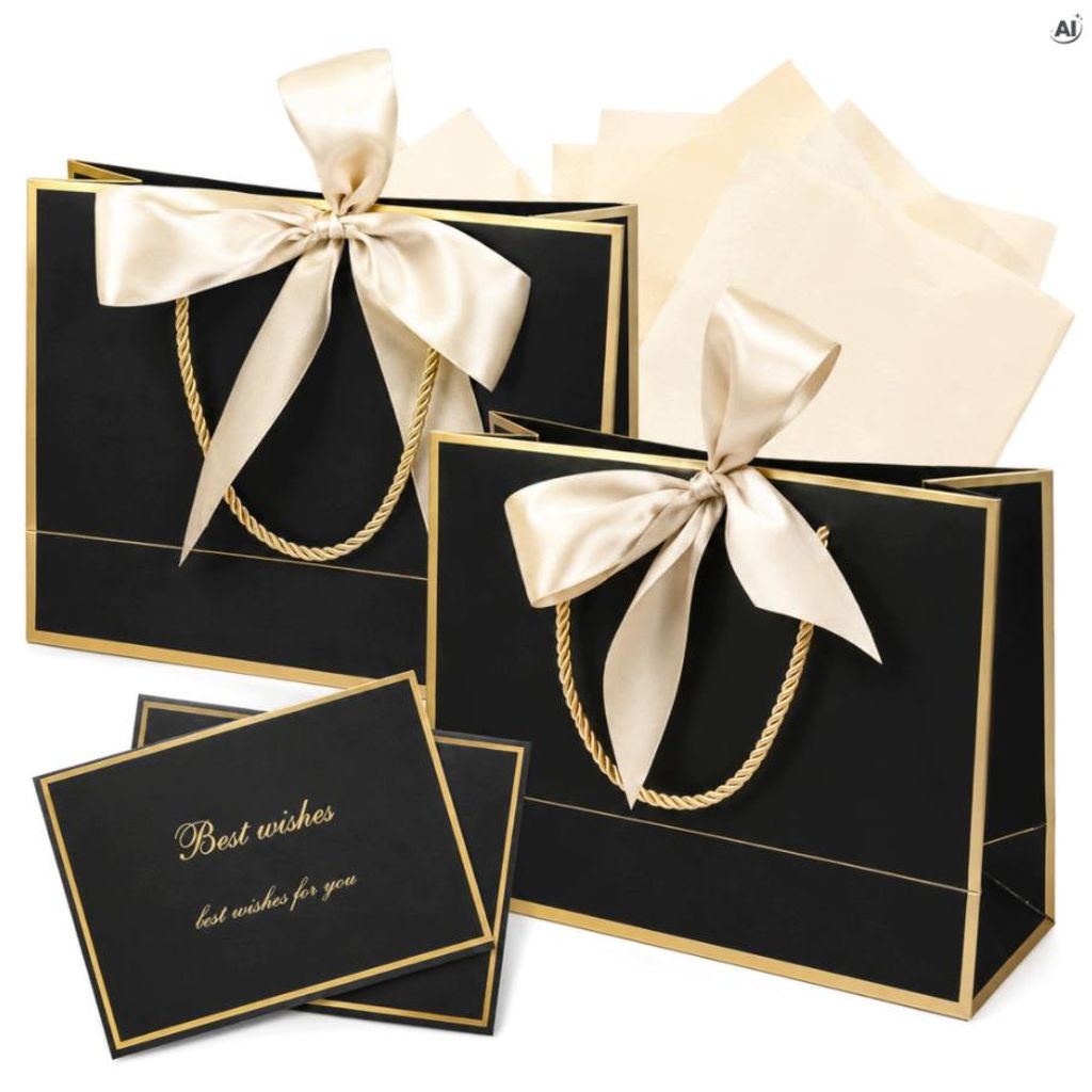 Geschenktüten aus Papier 2 Stück, dekorative Geschenktaschen für Geschenke und kleine Präsente