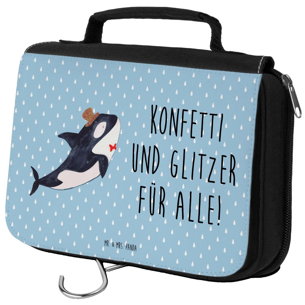 Mr. & Mrs. Panda Kosmetikbeutel Orca Zylinder - Blau Pastell - Geschenk, Fest, beautycase, beauty case, Meer, Feier, Geburtstag, duschbeutel, Glüc...