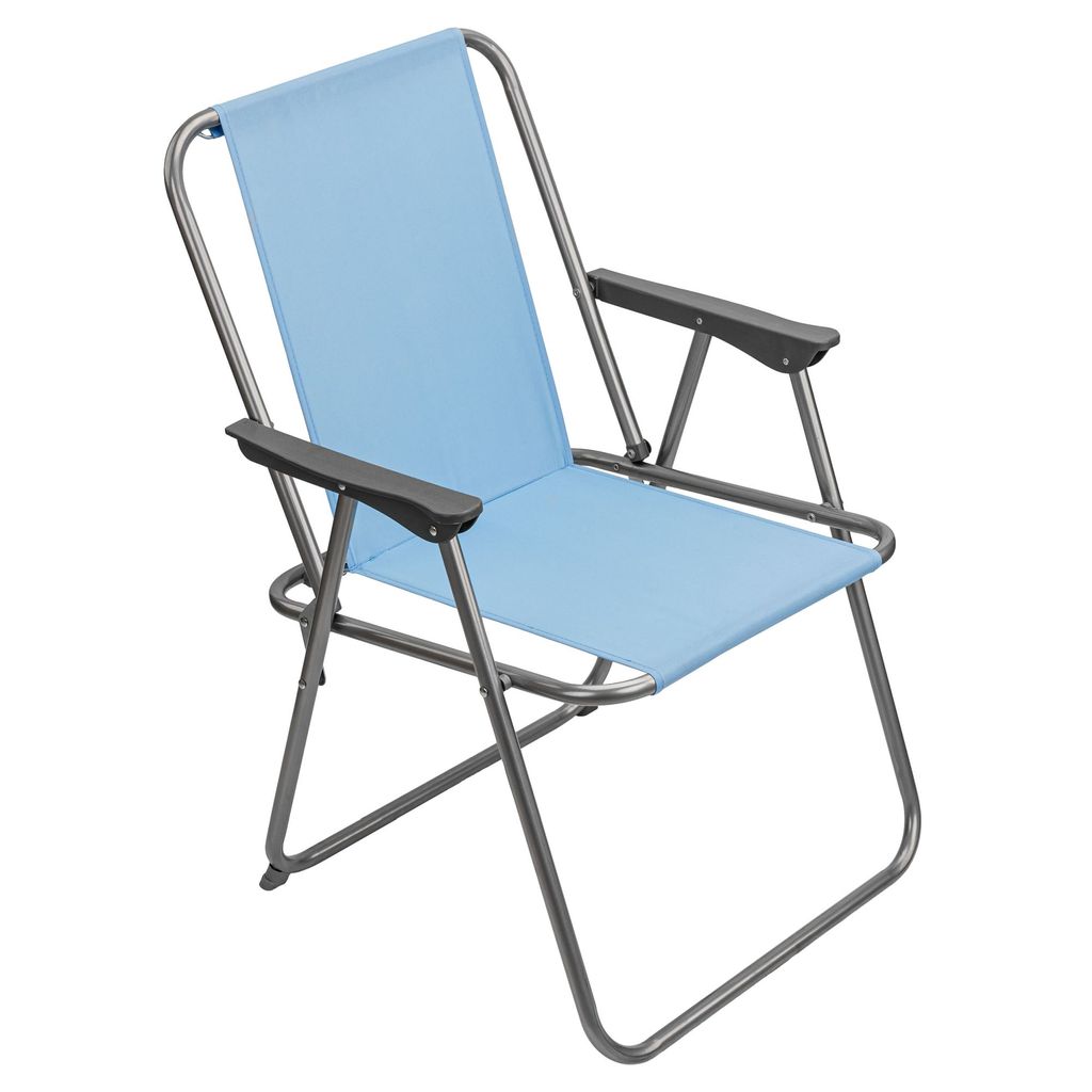 Gartenstuhl Touristischer Stuhl Strandstuhl aus Polyester / Stahl gemütlich leicht gefaltet Blau Sitzmaße 31 x 46,5 cm Angelstuhl Campingstuhl Ni...