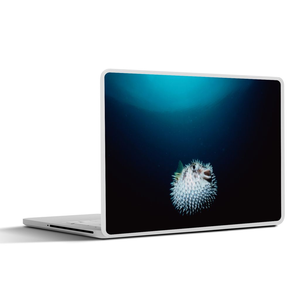 MuchoWow Laptop Aufkleber Sticker Cover Aufgeblähter Kugelfisch schwimmt in tiefem Wasser 40x30 cm - Laptop Dekoration - Selbstklebend