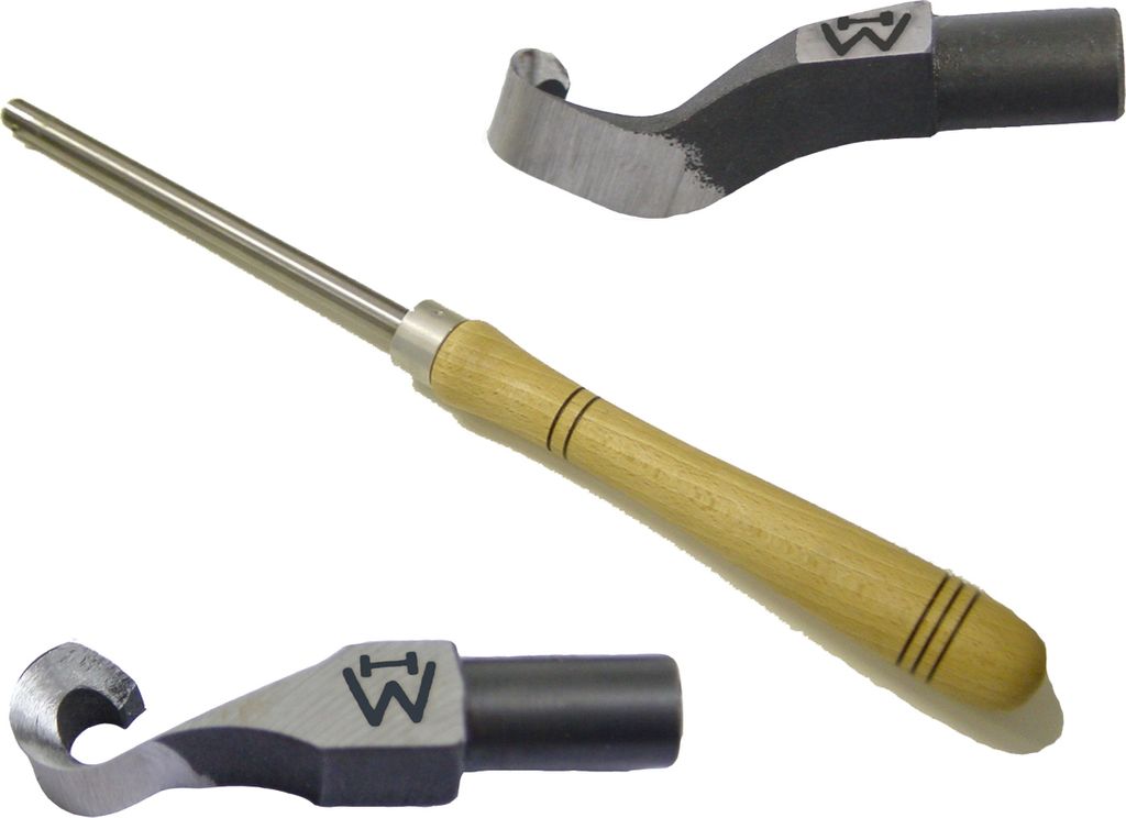 Universalhalter Ø 13mm mit Heft + Wiedemanns kl. gerader und gekröpfter Ausdrehhaken Drechsler drechseln woodturning woodturner (SET003)