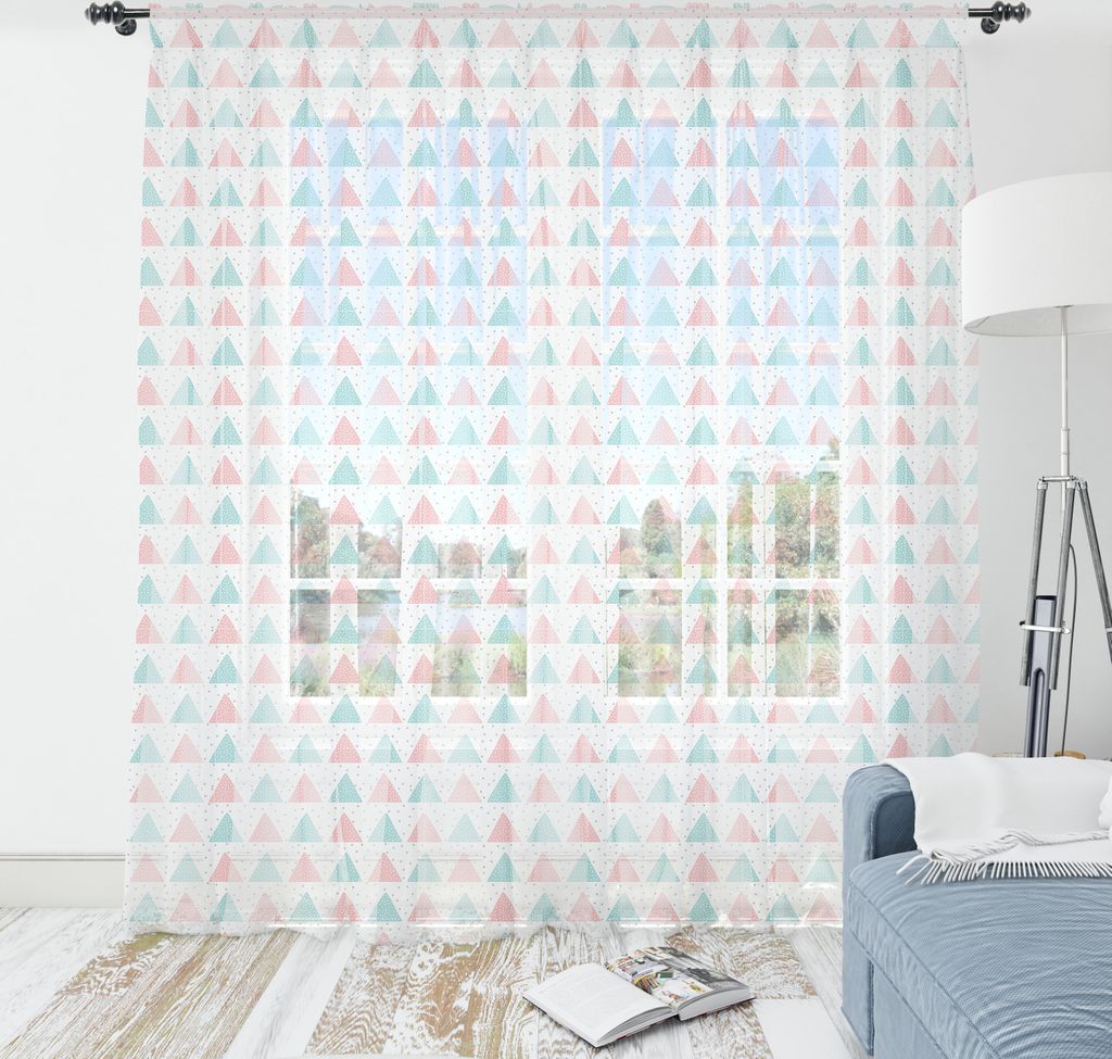 ABAKUHAUS Geometrisch Wandteppich, Modernes Schönes Muster mit Bicolor Pastell Triangles mit Punkten, Wohnzimmer Schlafzimmer seidiges Satin Wandt...