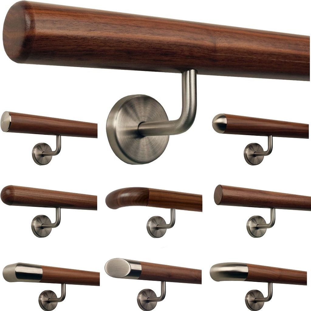 TIBU Ami Nussbaum Geländer Handlauf 30-500 cm Wandhandlauf, Variante:430 cm mit 5 Halter Radius gefräst