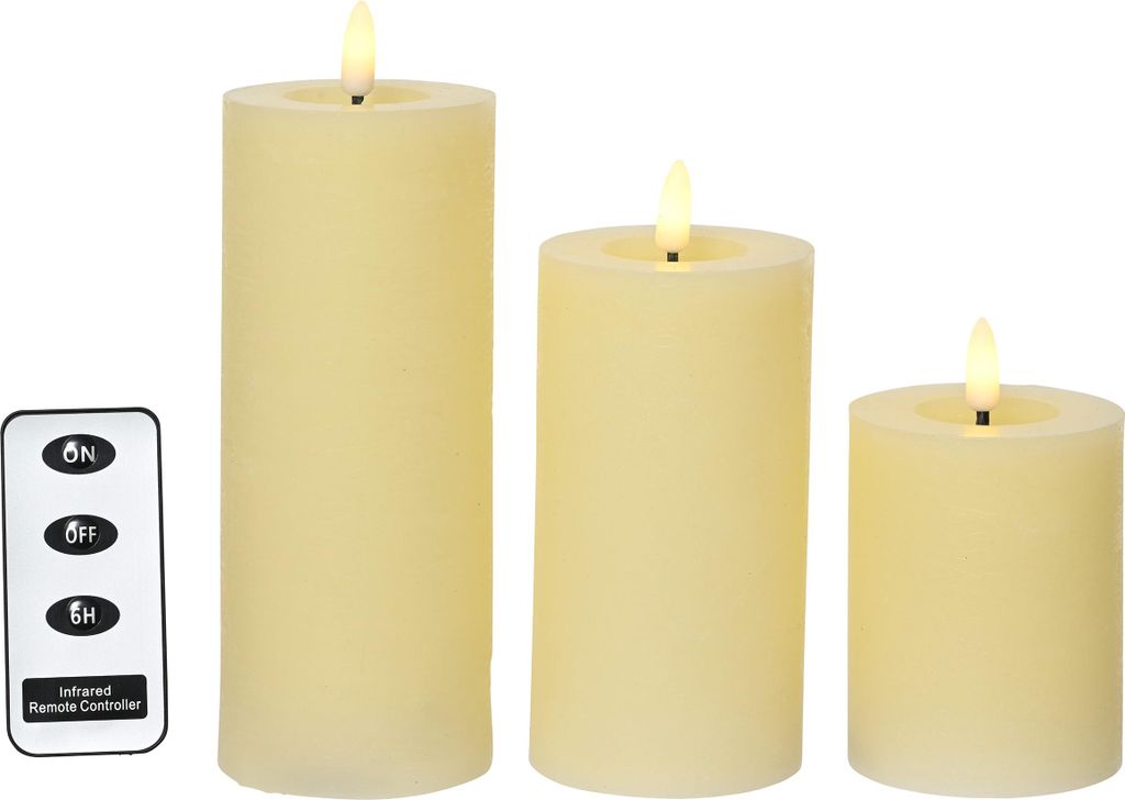 Lumineo LED-kaarsen, 3-delig, met afstandsbediening Productafbeelding 