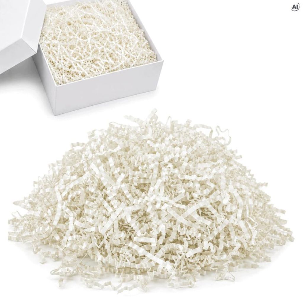 Weißes Papierfüllmaterial 100 g – Dekofüllung für Geschenkkörbe, Boxen & Pakete