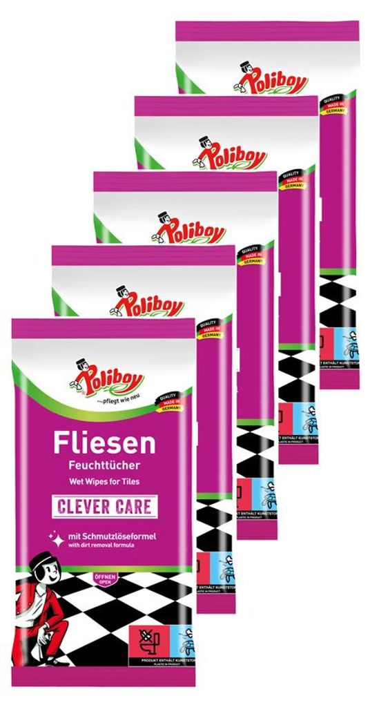 Poliboy Reinigungstücher Fliesen & Steinböden 5er Set - Produktbild 