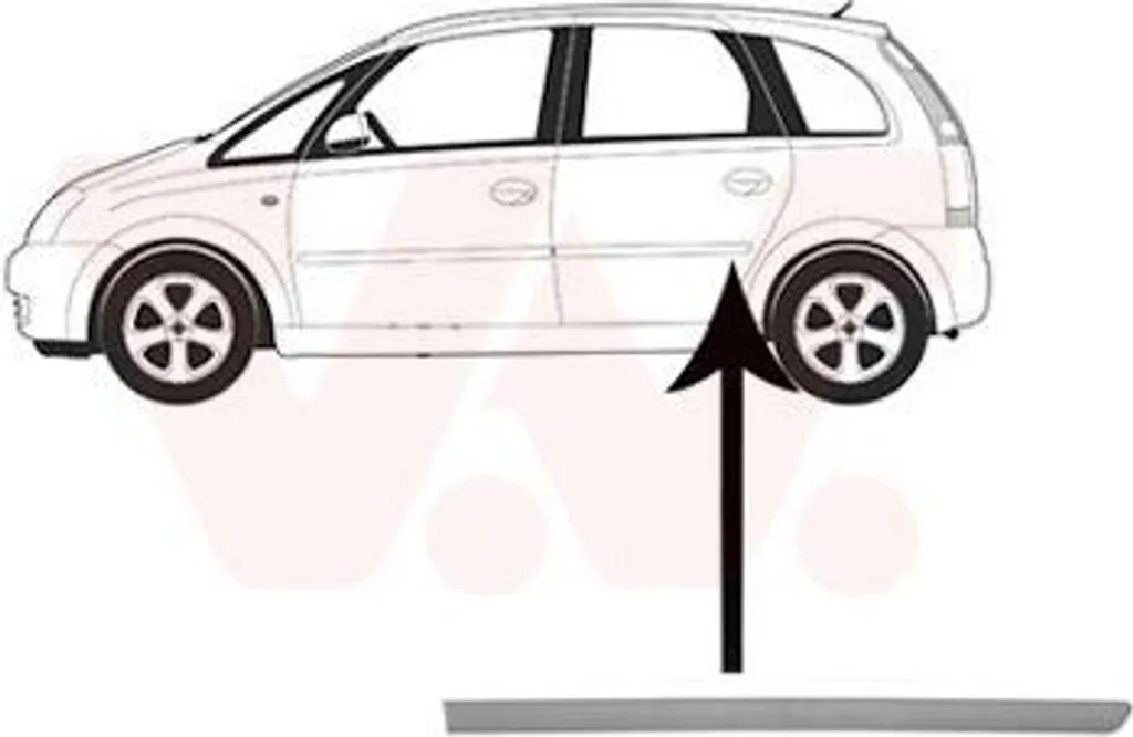 Moulure de porte arrière gauche plastique ABS pour OPEL Meriva A