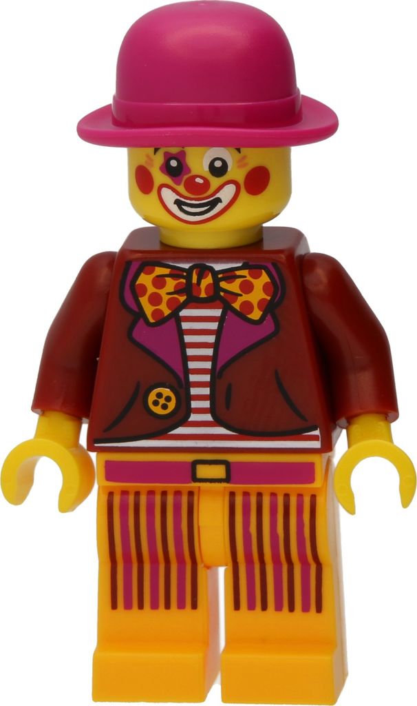 A LEGO minifigure of a clown.