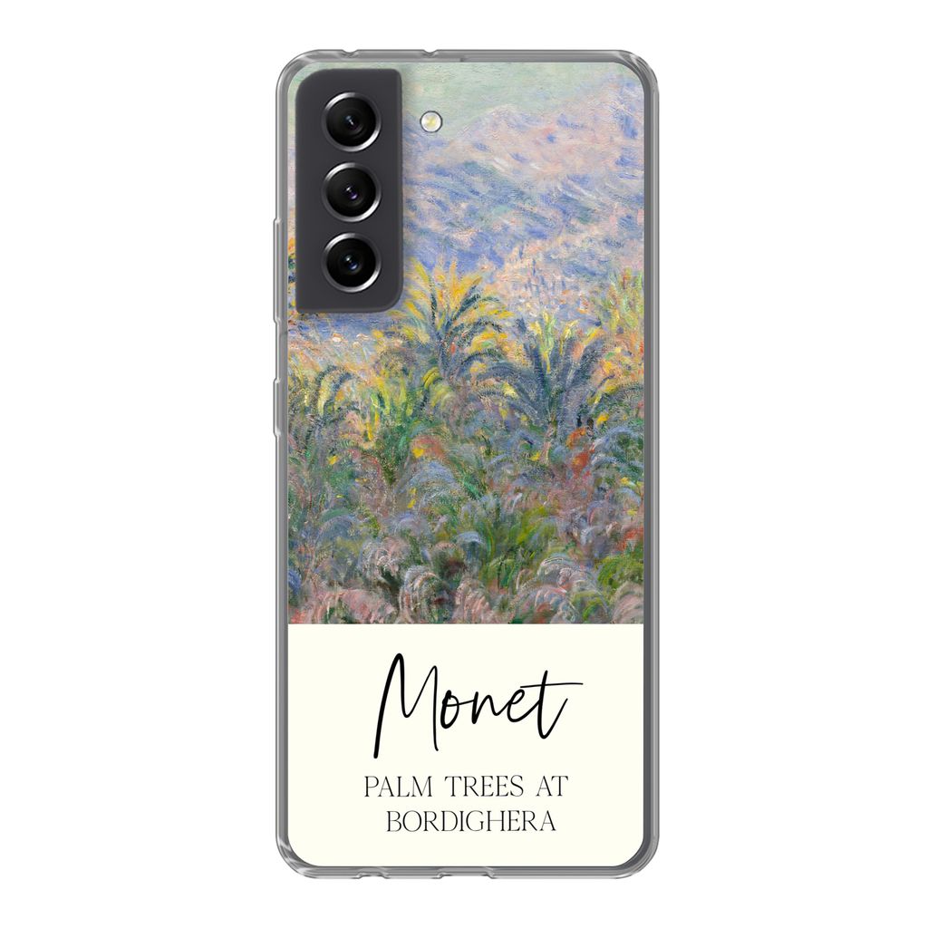 MuchoWow Handyhülle Schutzhülle Hülle für Samsung Galaxy S21 FE Monet - Kunst - Palmen in Bordighera Silikon Softcase Handy Hülle - Mobiltel...