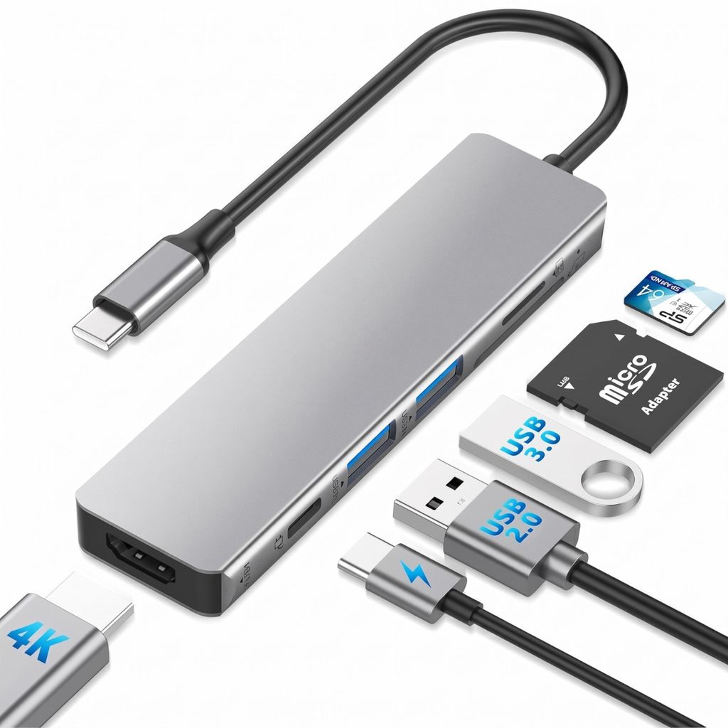 USB-C Multiport 6 in 1 Adapter – 4K HDMI, Power Delivery Produktbild 