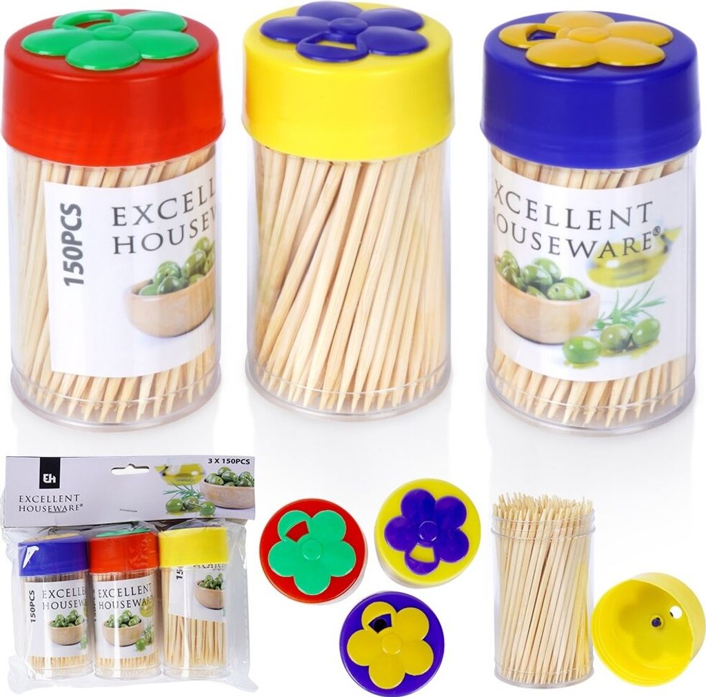 Zahnstocher Coctailstocher Coctalistäbchen Häppchenspieße 3x150 Stk.