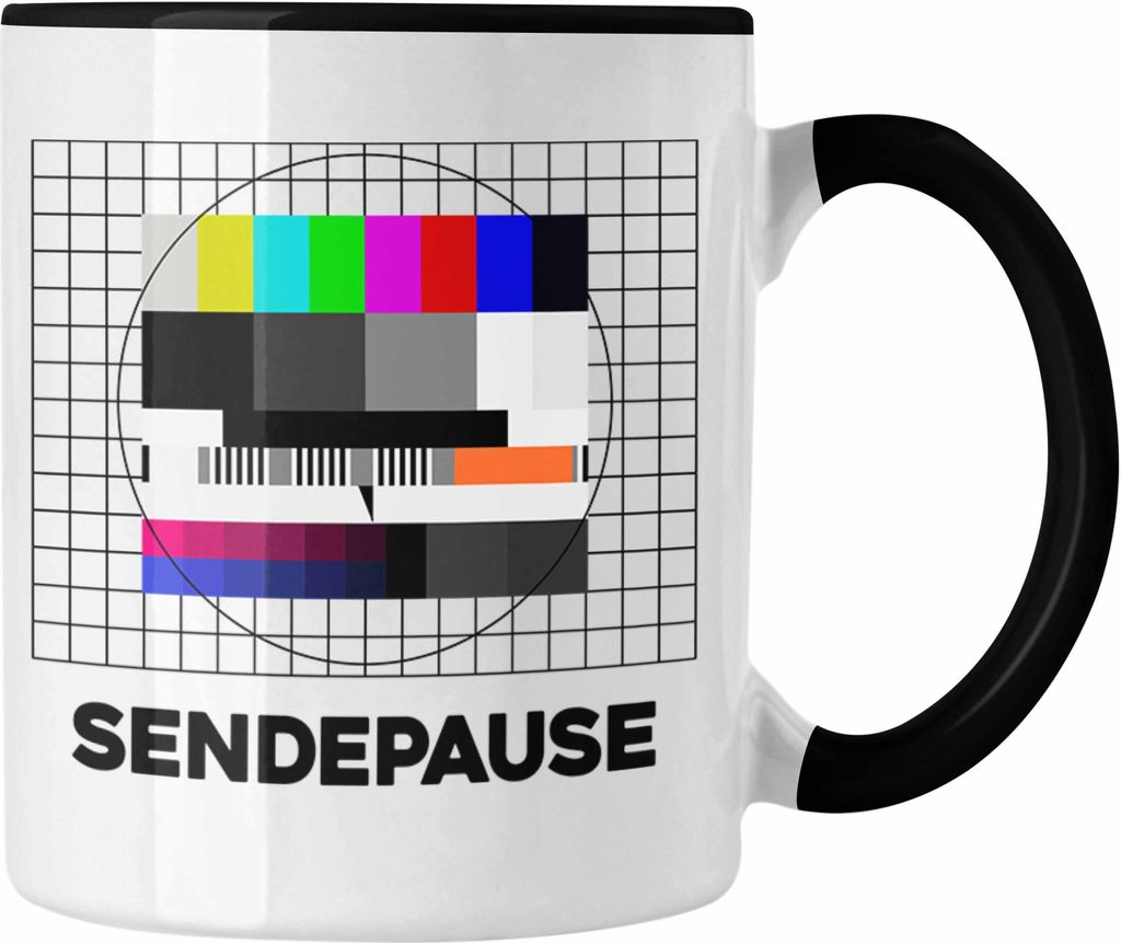 Trendation - Sendepause Testbild 90er Jahre 80er Jahre Fan Geschenkidee Nostalgie (Schwarz)