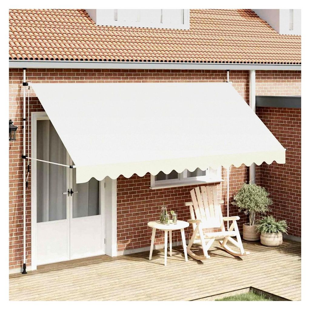 Einziehbare Markise Handbetrieben 400 cm Cremeweiß für Balkon und Terrasse