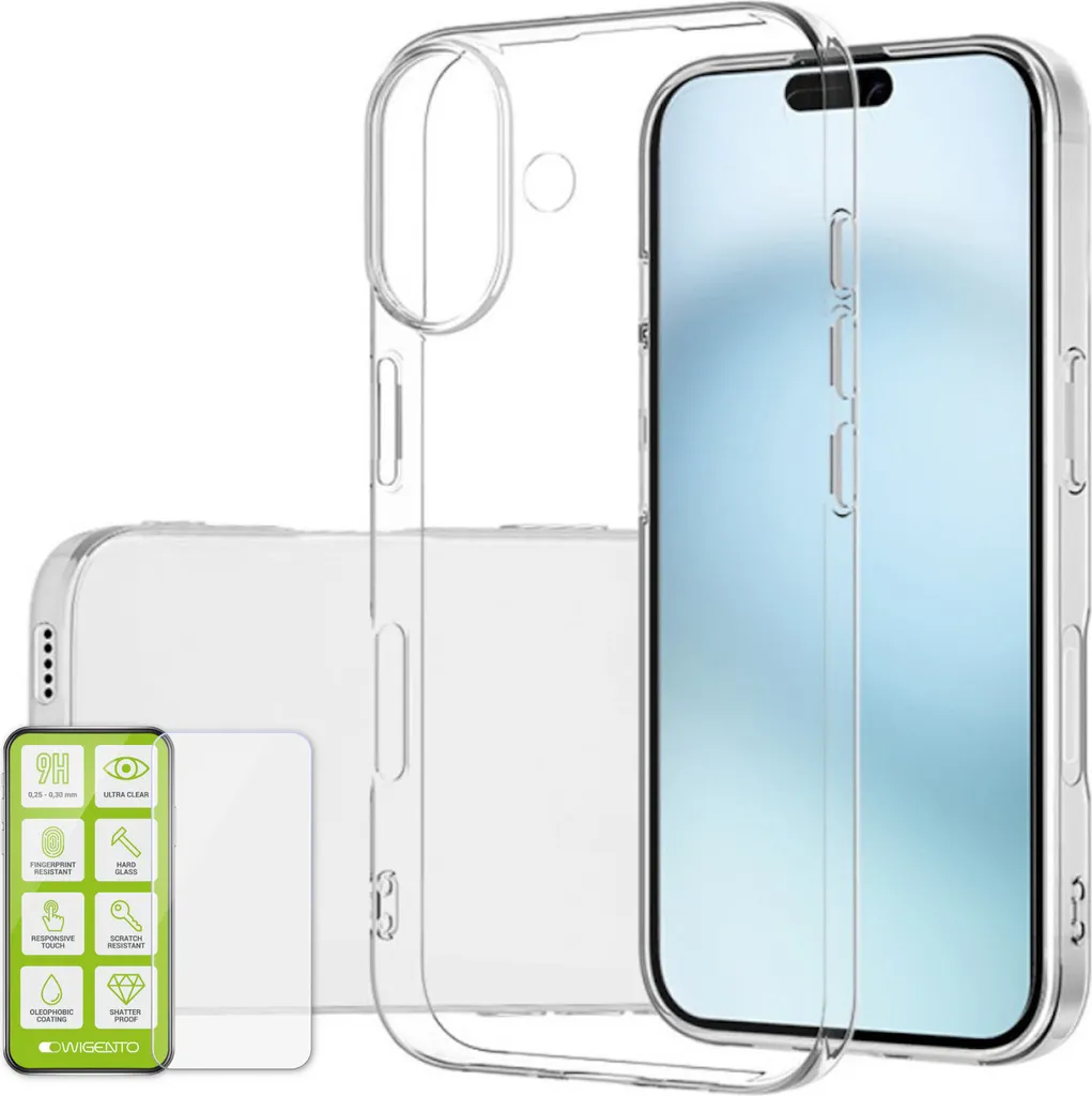 Custodia Elegante Silicone iPhone 16 con Vetro H9 - Cover Protettiva