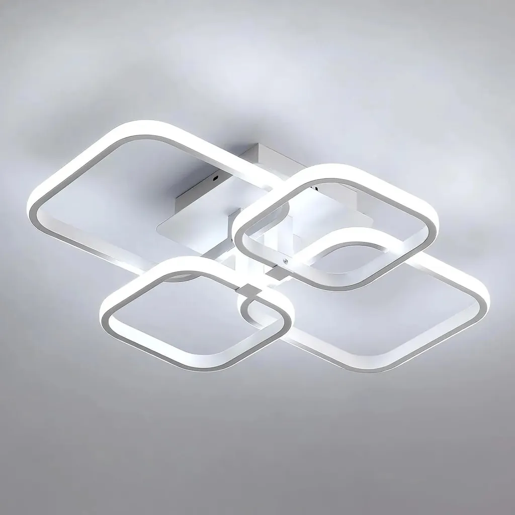 Plafonnier LED 60W Lumière du Jour 6500K Carré en Métal et Acrylique