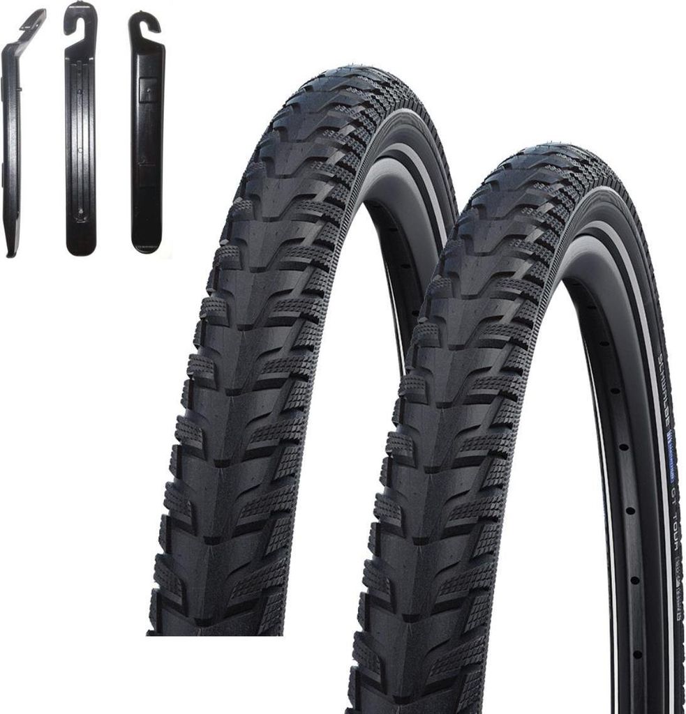 2 x Schwalbe Energizer Plus Tour ADDIX E Fahrrad E-Bike Reifen in Schwarz mit Reflex 40-622 (28 x 1.50) inkl. 3 Reifenheber