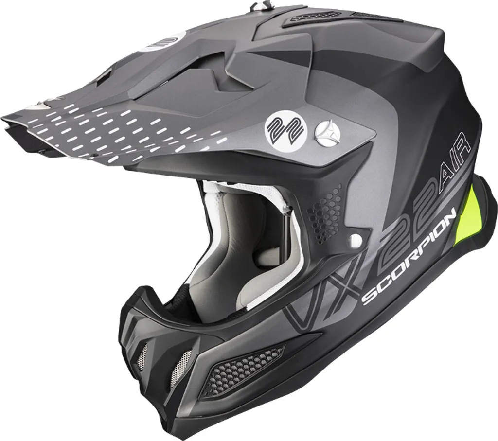Casque Scorpion VX-22 Air Ares Noir Mat Argent XL - Cross Homologué ECE