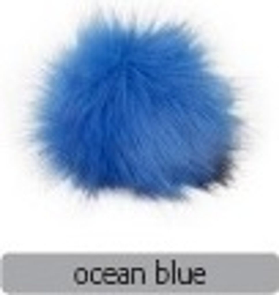 Pro Lana Kunstfell Pompon 12-14cm mit Druckknopf 016 blue