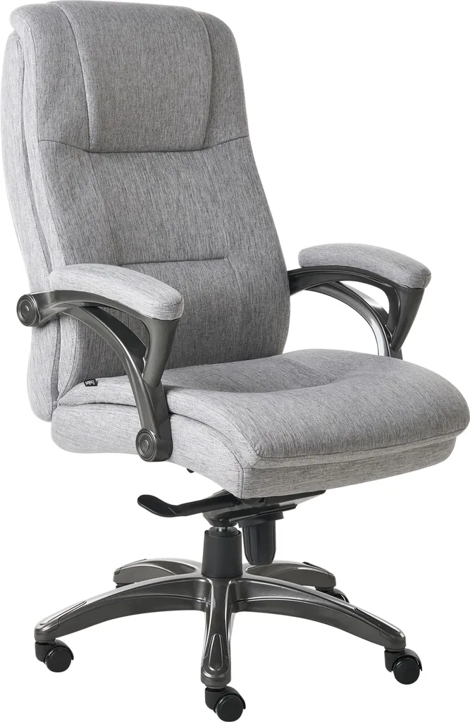 Chaise de bureau pour télétravail, siège gris en lin réglable et moderne