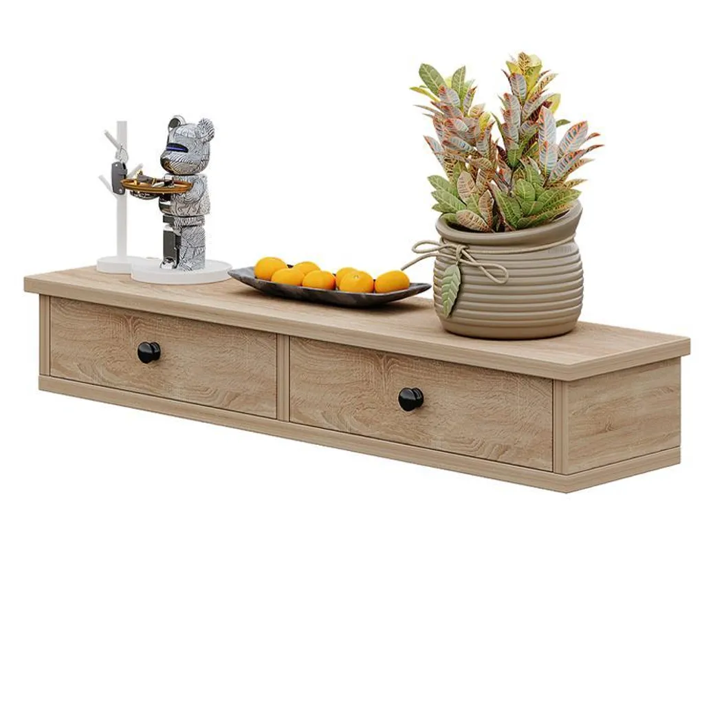 Étagère suspendue moderne bois marron avec portes, style industriel 64cm