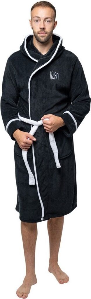 Korn - Morgenmantel für Herren/Damen Uni RO3479 (L - XL) (Schwarz/Weiß)