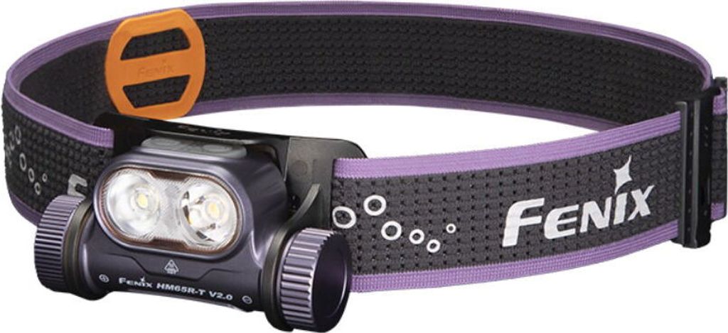 A Fenix HM65R-T V2.0 headlamp is shown against a white background.