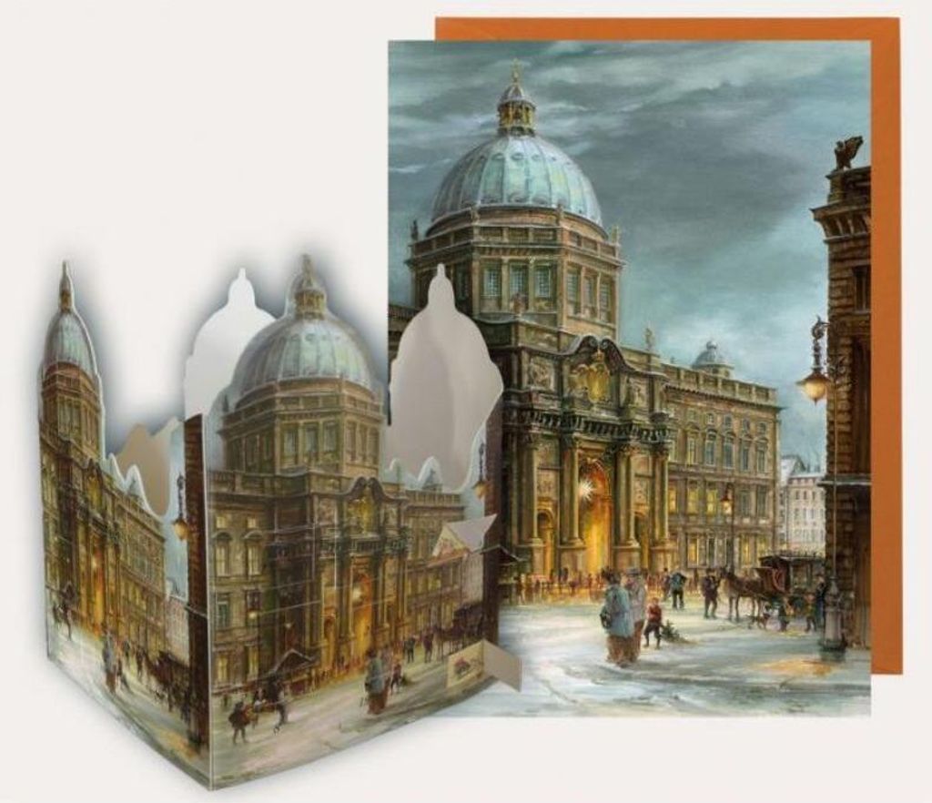 Tischadventskalender Berliner Schloss mit Postkarte und Umschlag