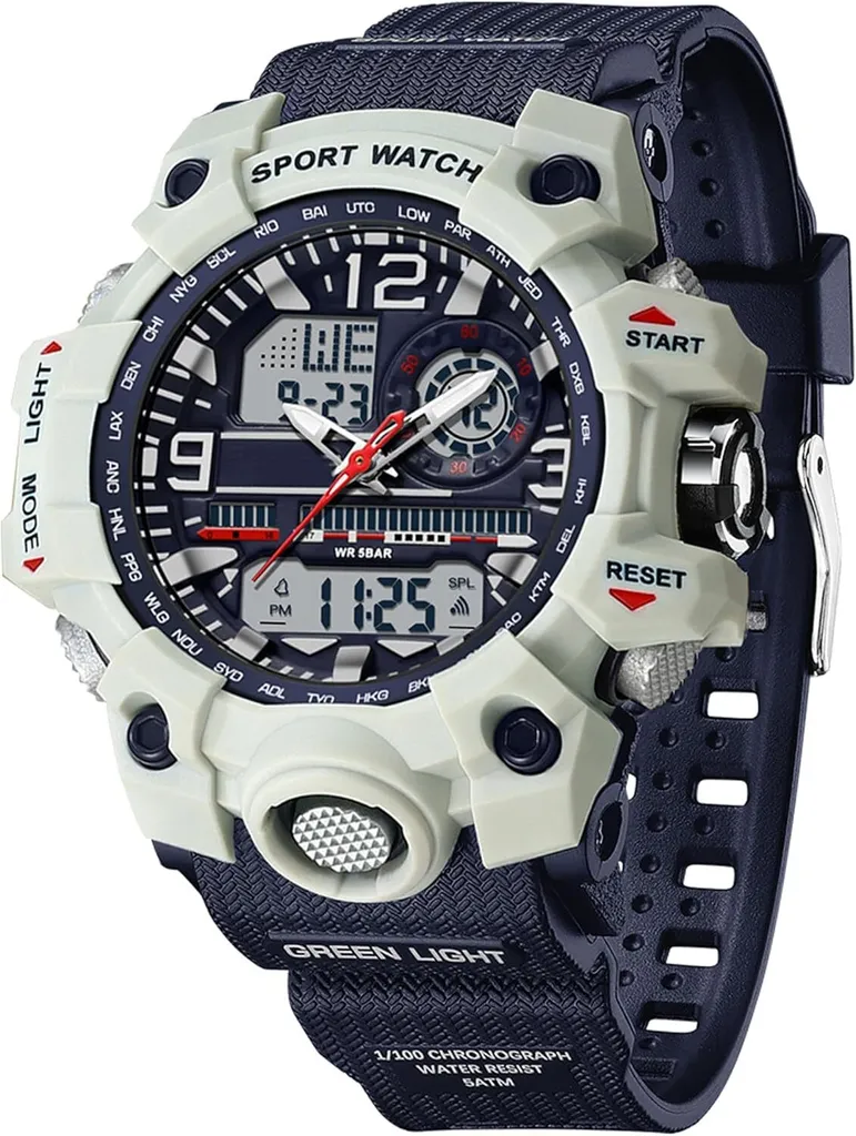 Findtime Orologio Militare Uomo Analogico-Digitale – Grande, LED, Cronometro, Sveglia, Impermeabile 5 ATM, Regalo Per Ragazzi - 2