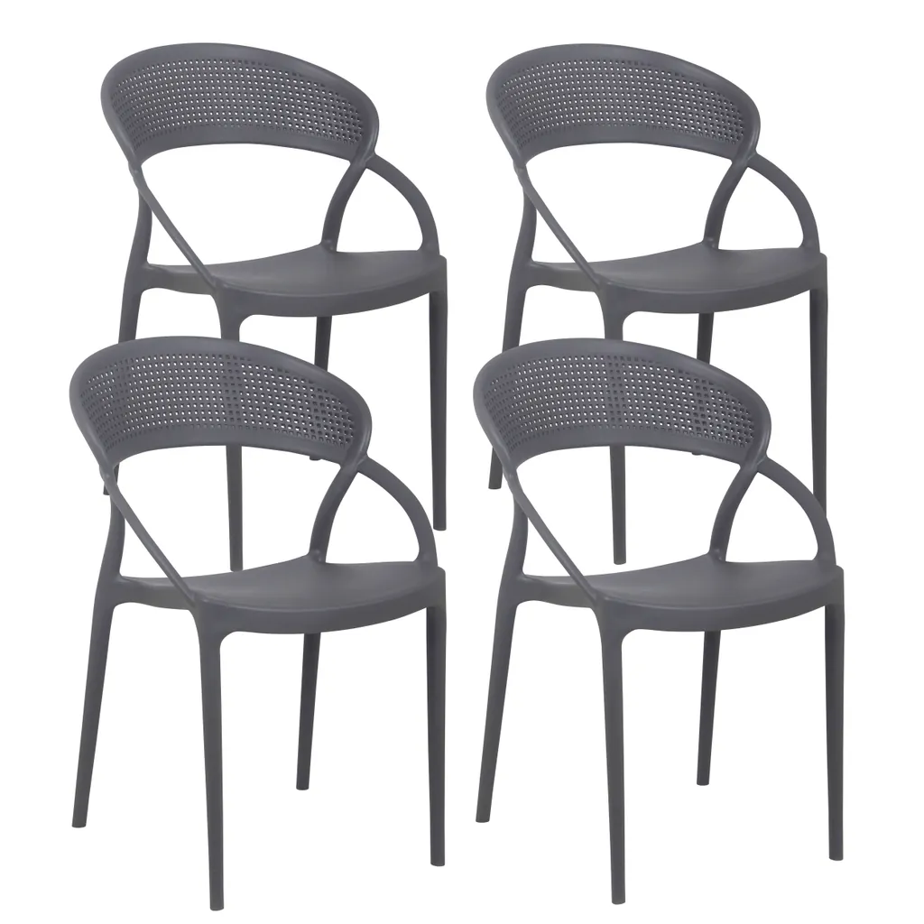 Chaises grises Madrid Oviala : mobilier robuste et facile à ranger par 4