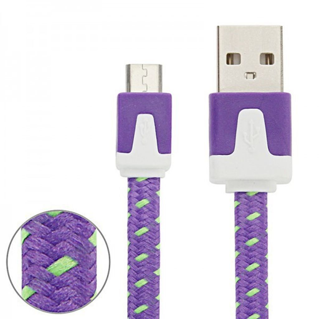 2m USB Daten und Ladekabel Lila für alle Smartphone und Tablet Micro USB