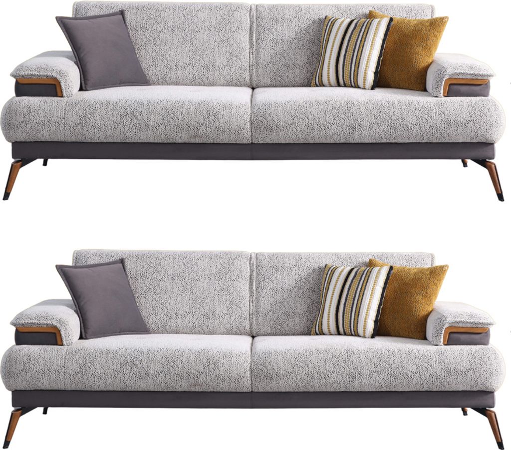 Villa Möbel Sofa Set Carmen Farbe: Grau Stellvariante:2+2 mit Relax-/Bettfunktion durch verstellbare Rückenlehne