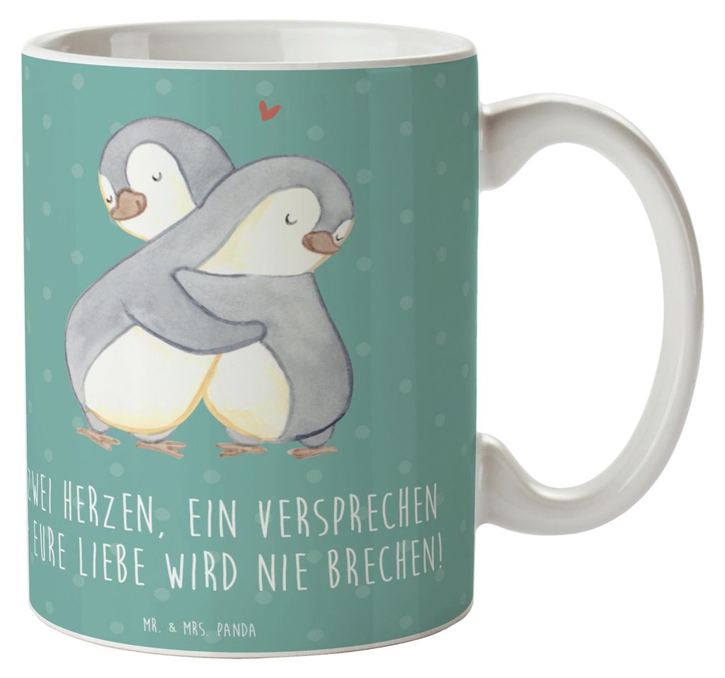 Mr. & Mrs. Panda Becher Standesamtliche Trauung Versprechen - Meeresbrise - Geschenk, Hochzeitstag, Hochtzeit, Bräutigam, Liebe, Heirat, romantisc...