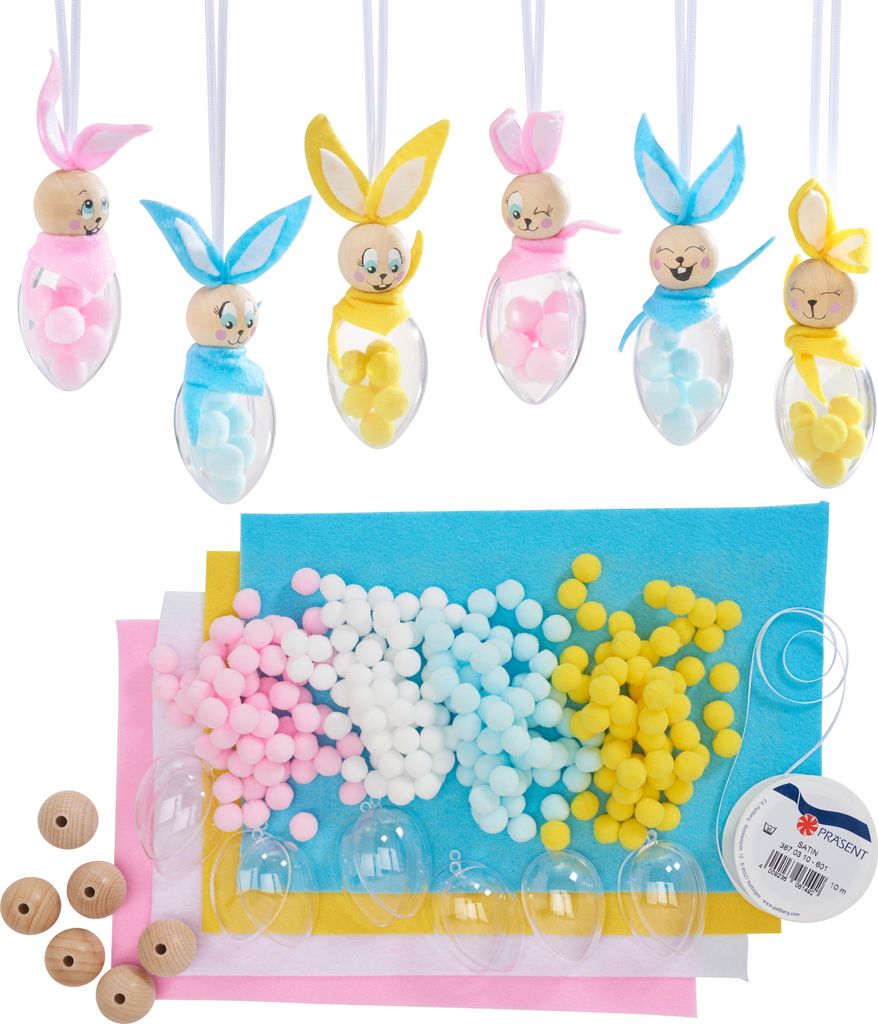 VBS Bastelset "Acryleier Hasen", 6 Stück Produktbild 