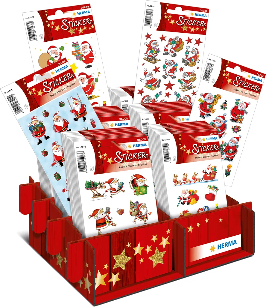 HERMA Adesivi Natalizi Nikolaus & Co. Display da 60 Pezzi per Rivenditori