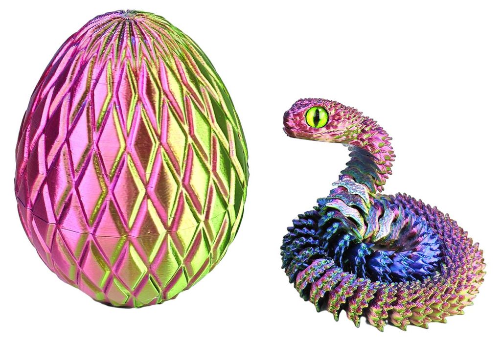 3D-gedruckte Schlangenei-Figur mit beweglichen Gelenken, Schlangenfigur, Schreibtisch-Fidget-Spielzeug, Ei mit beweglicher Schlange im Inneren, Dek...