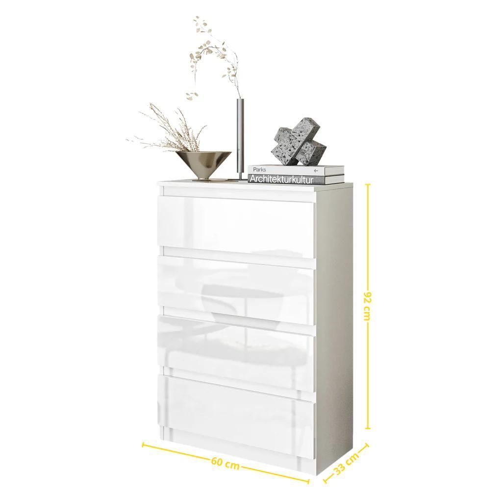 Cassettiera alta Gabriel 4 cassetti - bianco opaco / bianco Immagine del prodotto 