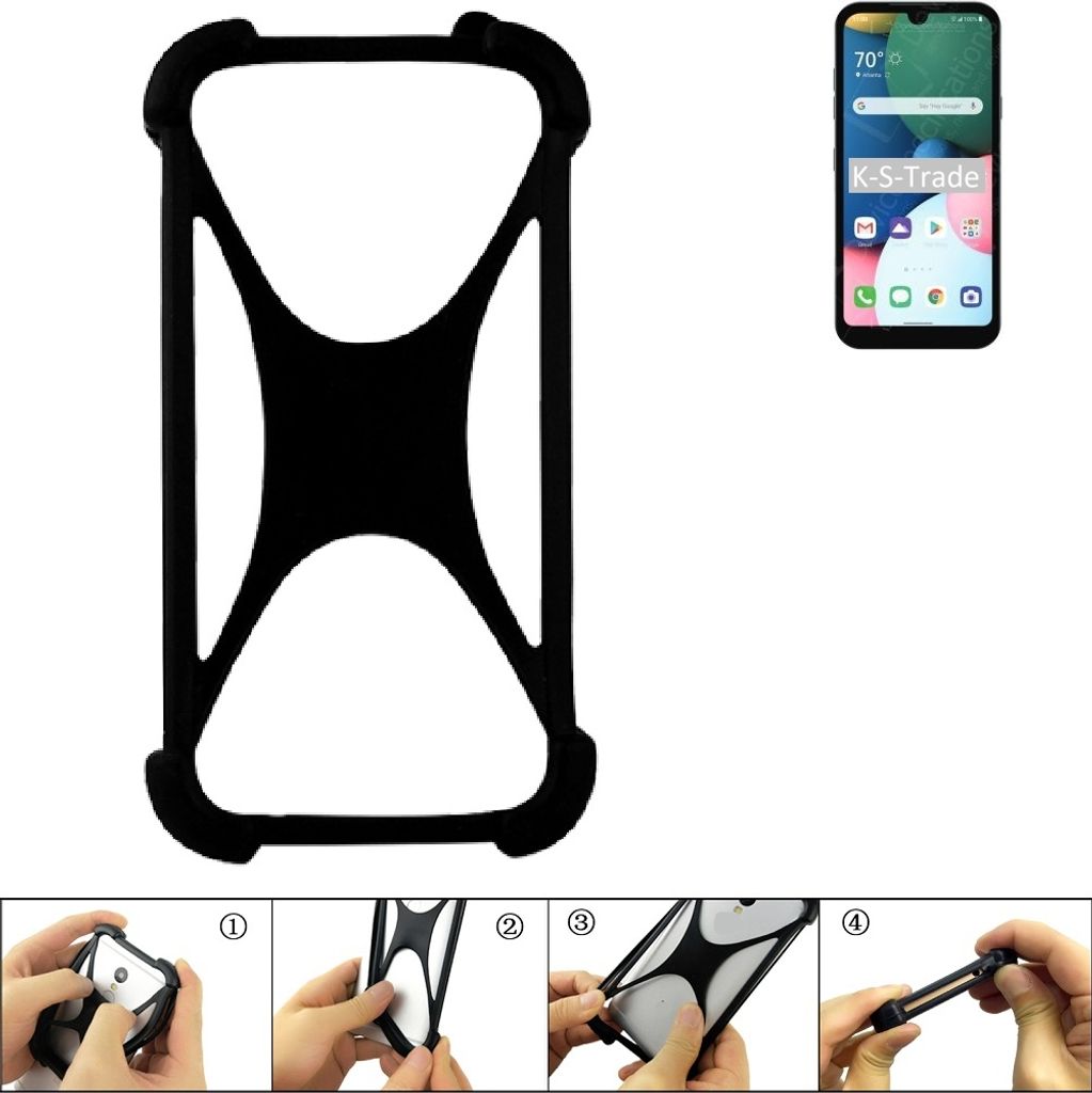 K-S-Trade Handy-Hülle Schutz-Hülle kompatibel mit LG Electronics Fortune 3 Silikon Bumper TPU Softcase Smartphone Stoßschutz, schwarz
