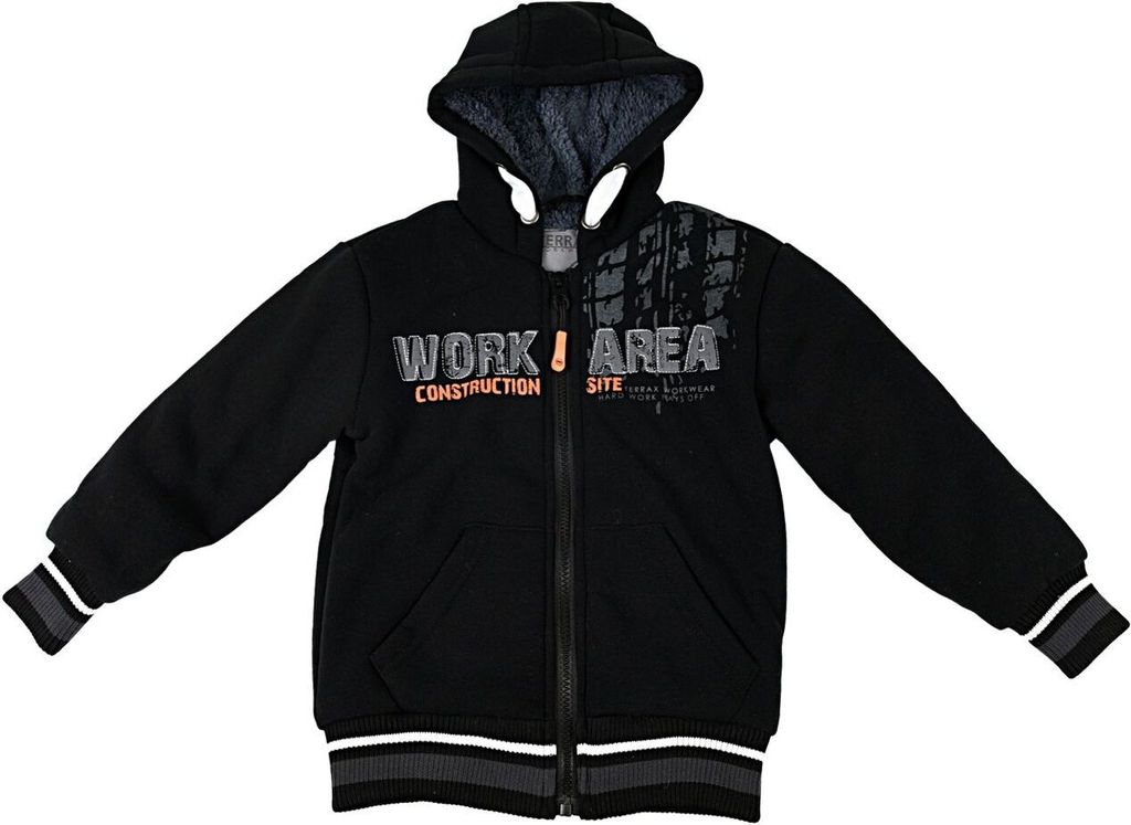 TERRAX WORKWEAR Kinder-Sweatjacke, Schwarz, Größe:116, Farbe:Schwarz