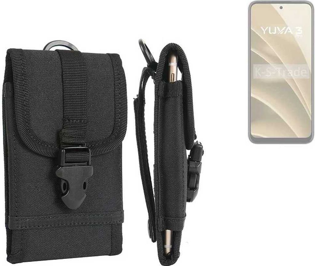K-S-Trade Holster Handy Hülle kompatibel mit Lava Yuva 3 Pro Holster Handytasche Gürtel Tasche Schutz Hülle Robust Outdoor schwarz