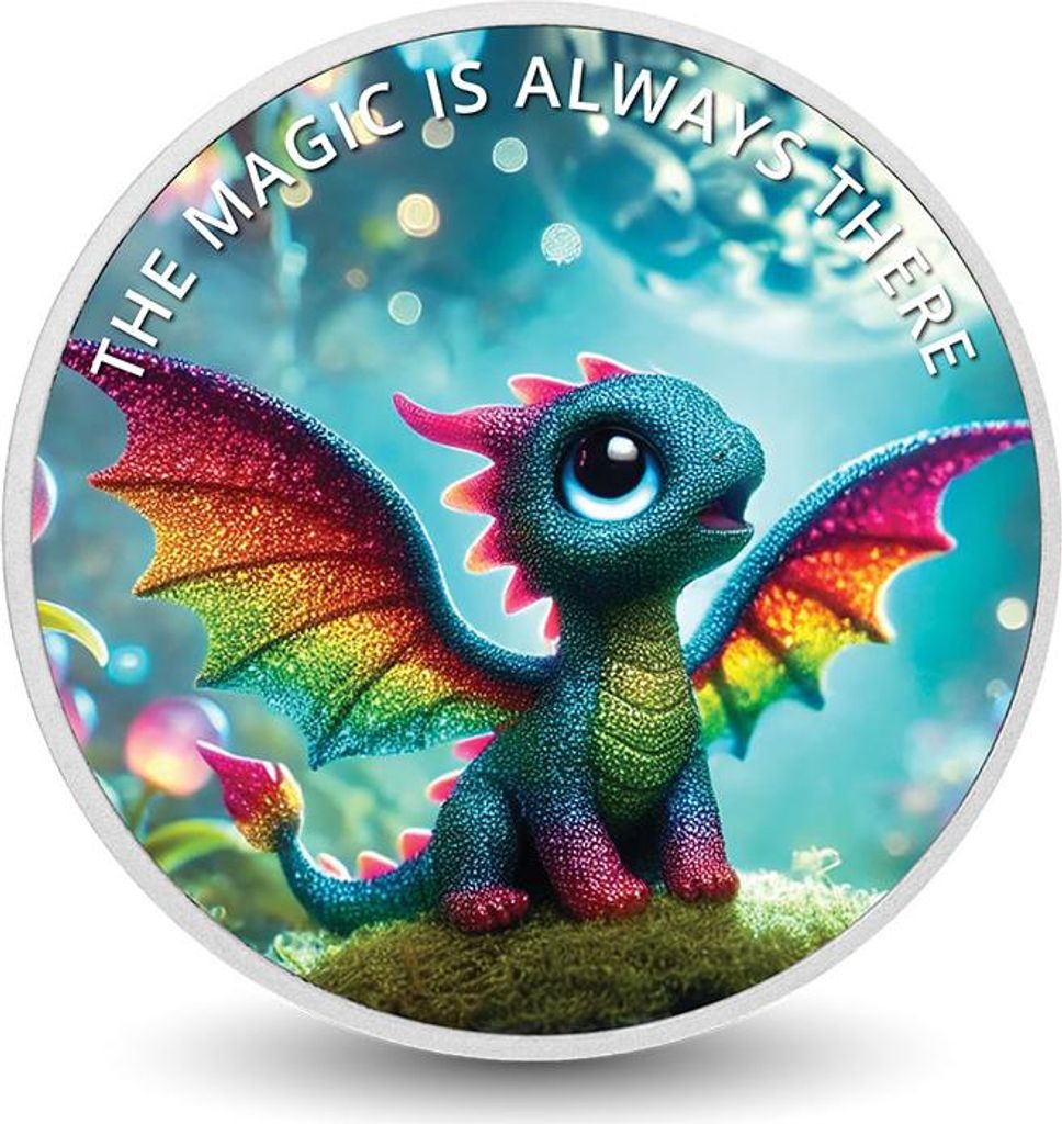Die Magie ist immer da: Twilight, der Prismendrache, 1 oz Silberfarbene Münze