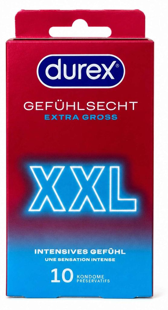 Durex Gefühlsecht Extra Groß Kondome (10 Stück) Produktbild 